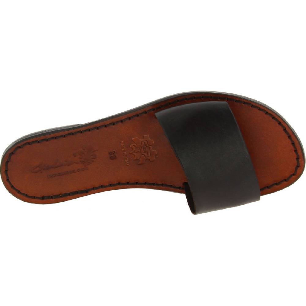 Lartigiano Del Cuoio Ciabatte da donna in pelle marrone scuro artigianali Convenienza