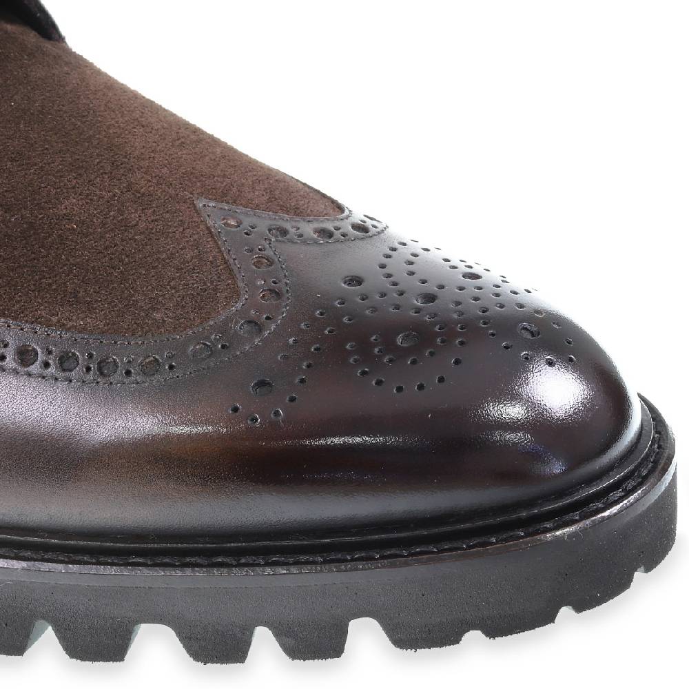 Lartigiano Del Cuoio Stivaletti brogue in pelle e camoscio marrone - Fratelli Borgioli Online