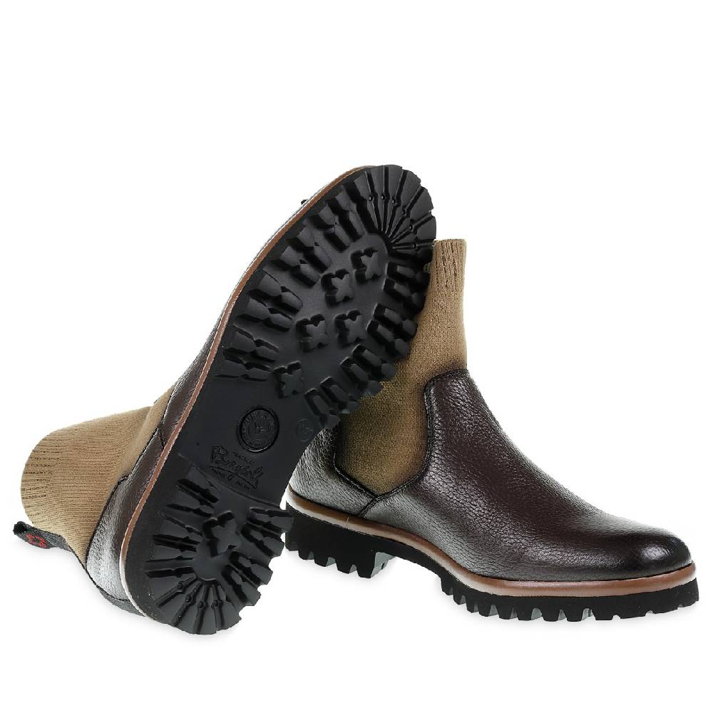 Lartigiano Del Cuoio Stivaletto chelsea in cervo marrone e cashmere - Fratelli Borgioli Outlet