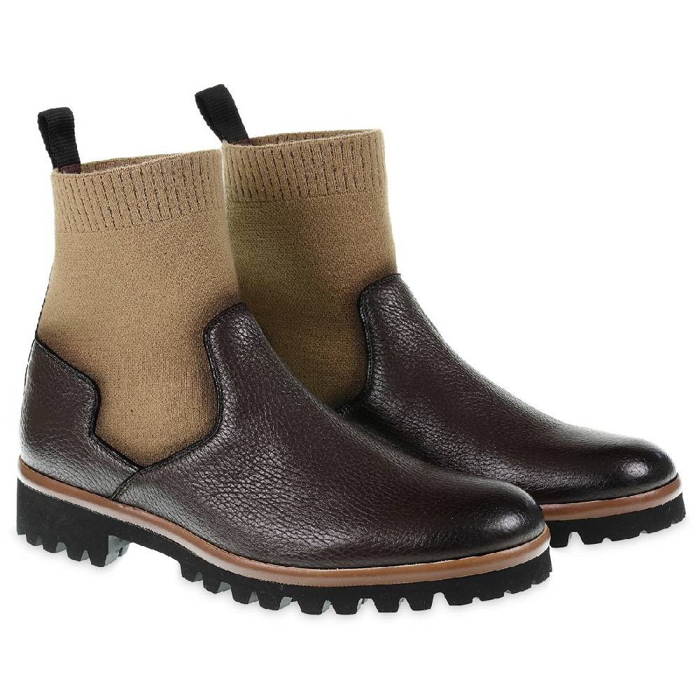 Lartigiano Del Cuoio Stivaletto chelsea in cervo marrone e cashmere - Fratelli Borgioli Outlet