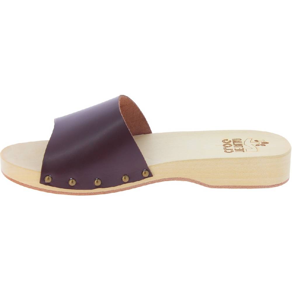 Lartigiano Del Cuoio Zoccoli in legno da uomo con fascia larga in pelle color testa di moro Vendite Flash