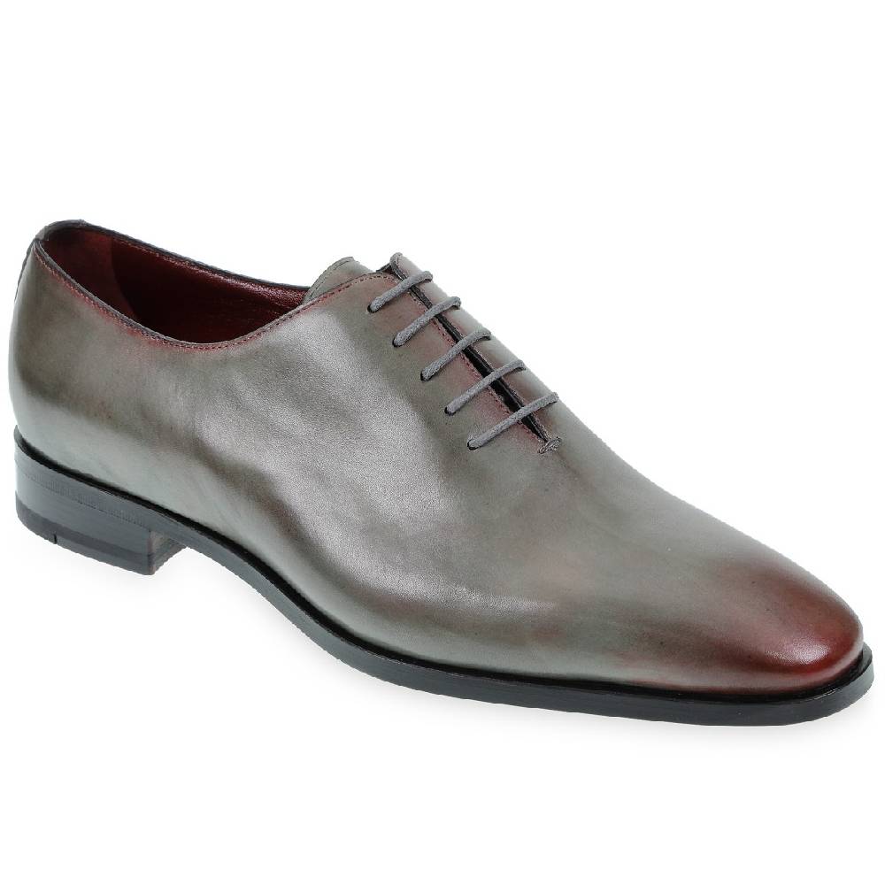 Lartigiano Del Cuoio Scarpe Oxford da uomo in pelle grigia tinta a mano con sfumature bordò Negozio