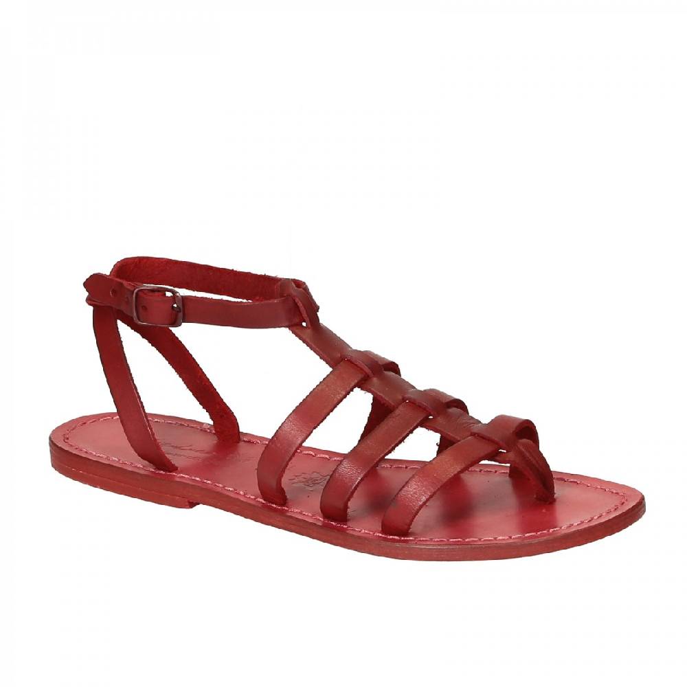 Lartigiano Del Cuoio Sandali gladiatore donna in pelle rosso fatti a mano in Italia