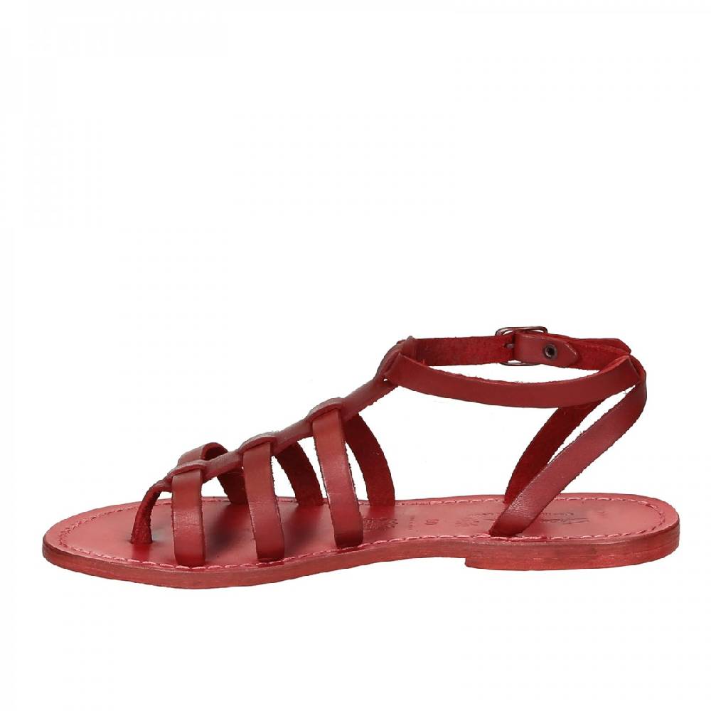 Lartigiano Del Cuoio Sandali gladiatore donna in pelle rosso fatti a mano in Italia Offerta speciale