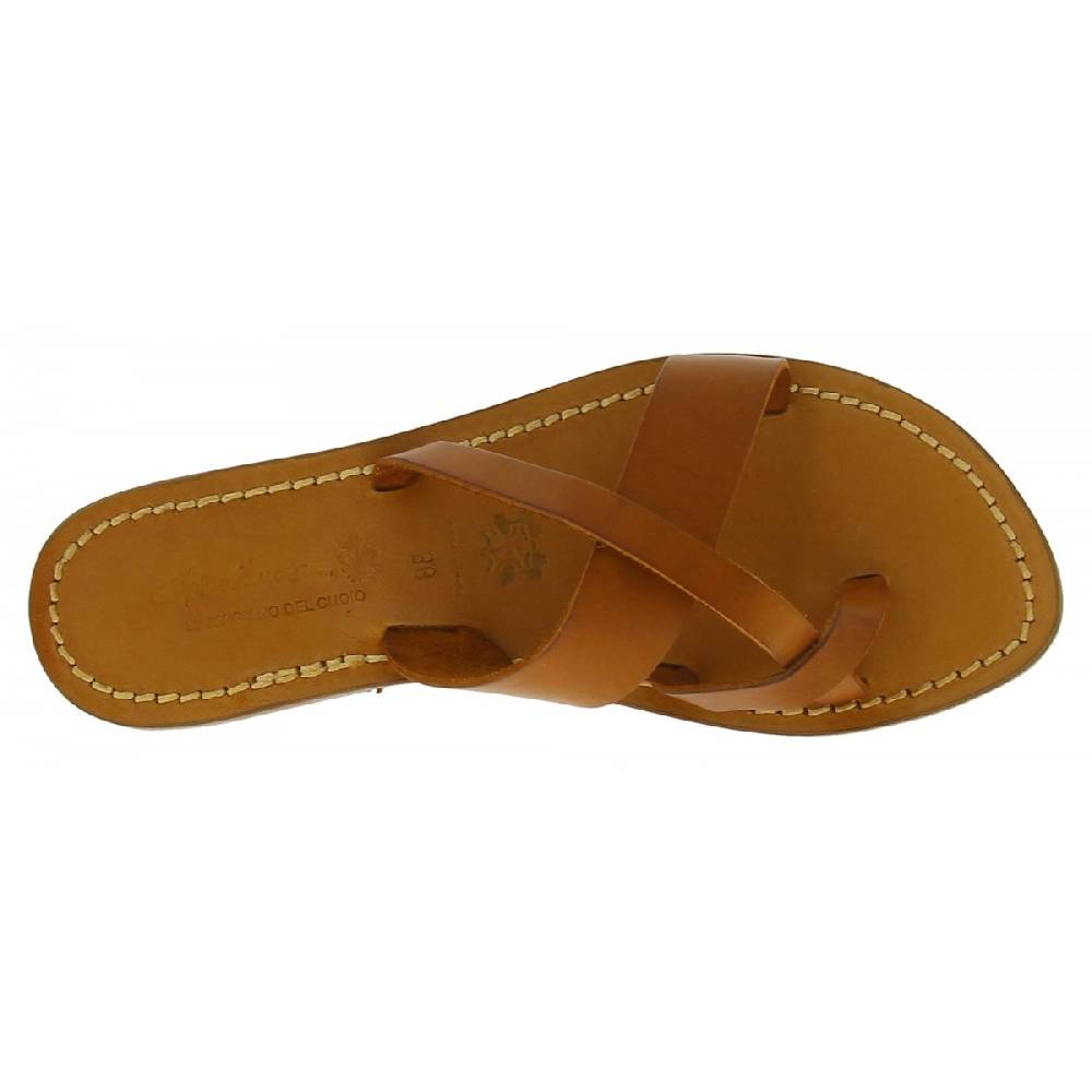 Lartigiano Del Cuoio Ciabatte infradito da donna fatti a mano in pelle color cuoio Pezzi Unici