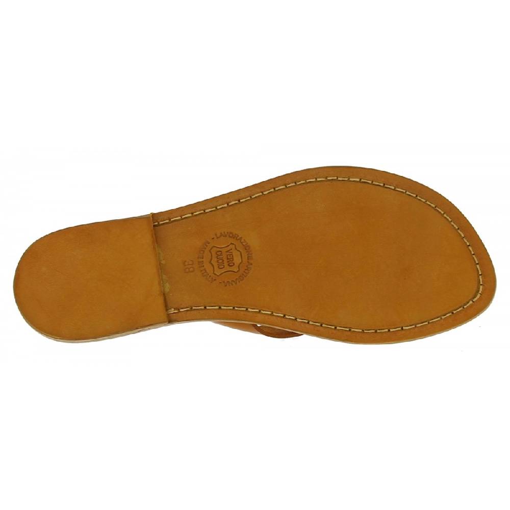 Lartigiano Del Cuoio Ciabatte infradito da donna fatti a mano in pelle color cuoio Pezzi Unici
