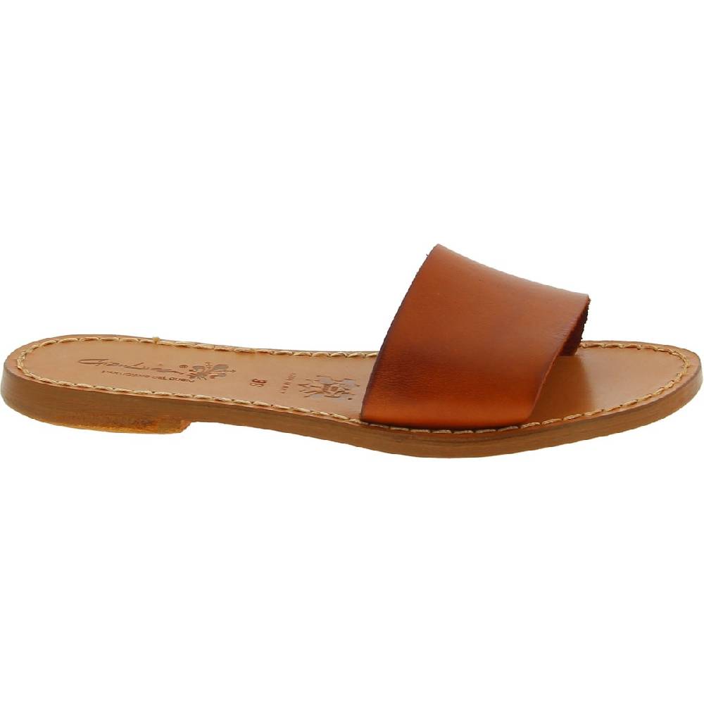 Lartigiano Del Cuoio Ciabatte donna in pelle marrone artigianali Soddisfazione Garantita