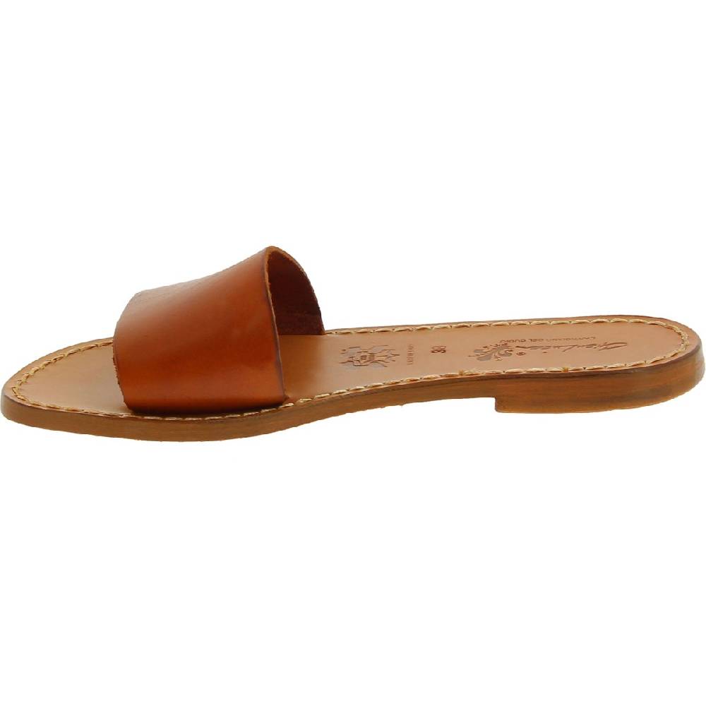 Lartigiano Del Cuoio Ciabatte donna in pelle marrone artigianali Soddisfazione Garantita