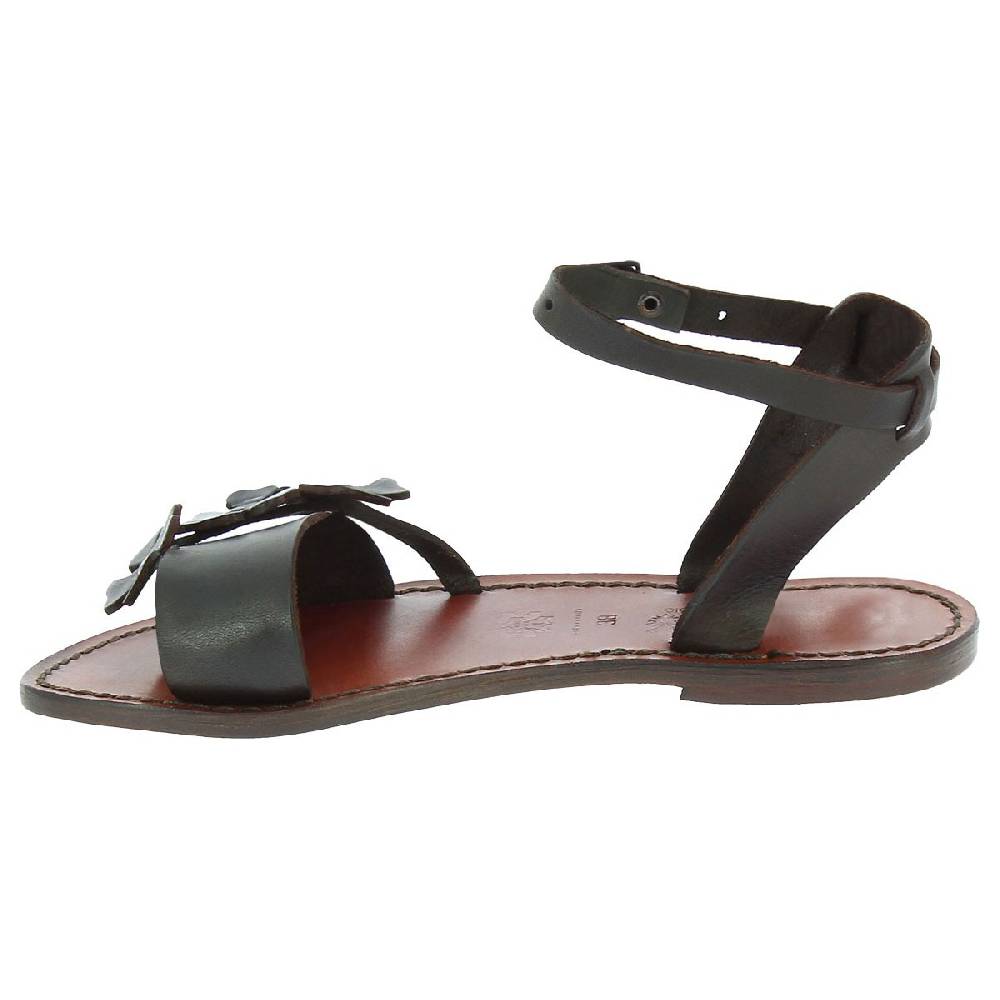 Lartigiano Del Cuoio Sandali bassi donna artigianali in pelle color testa di moro Negozi Online