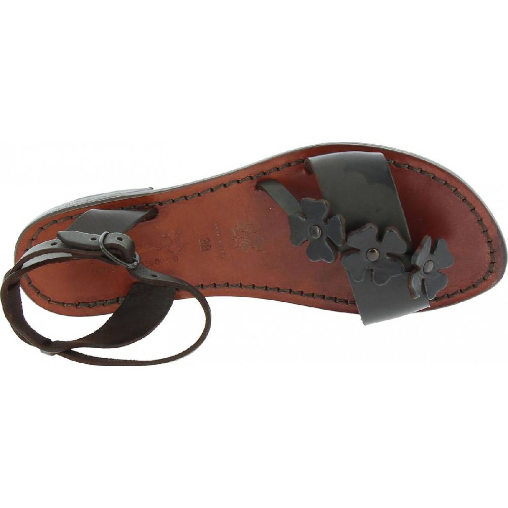 Lartigiano Del Cuoio Sandali bassi donna artigianali in pelle color testa di moro Negozi Online