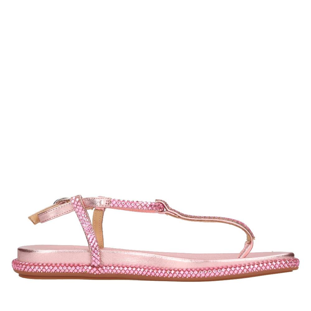 ALMA EN PENA Sandali flat infradito in pelle e strass Saldi