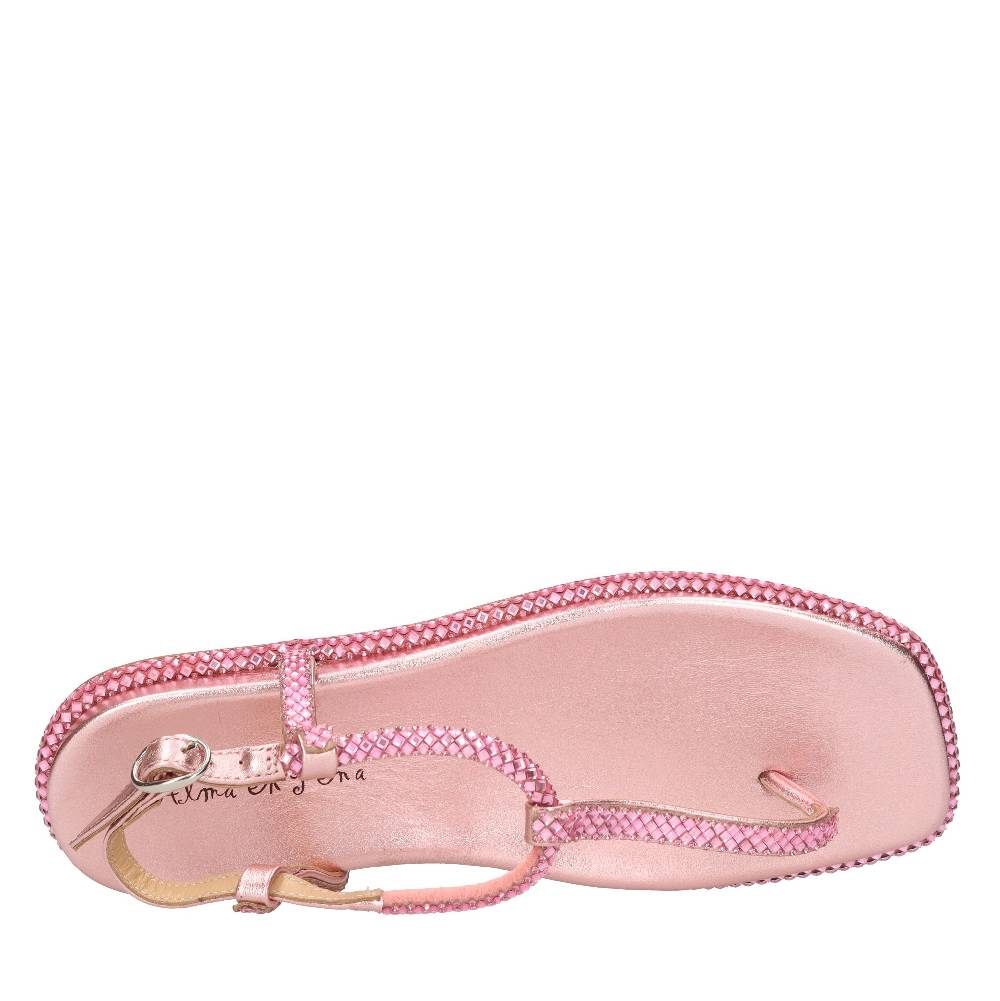 ALMA EN PENA Sandali flat infradito in pelle e strass Saldi