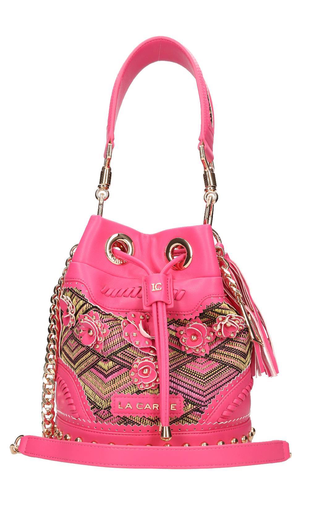 LA CARRIE Borsa in rafia ed ecopelle