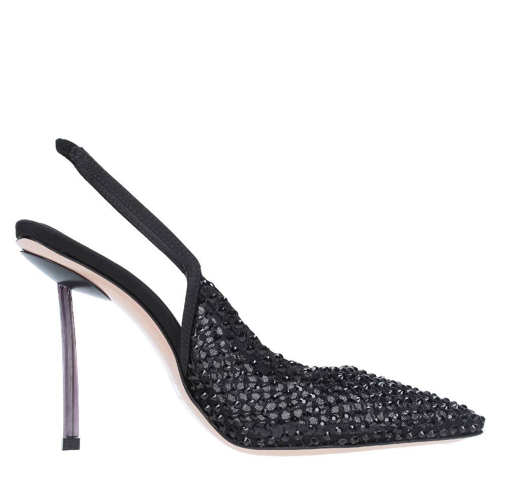 LE SILLA Sandali Slingback in pelle raso nylon e cristalli Economico