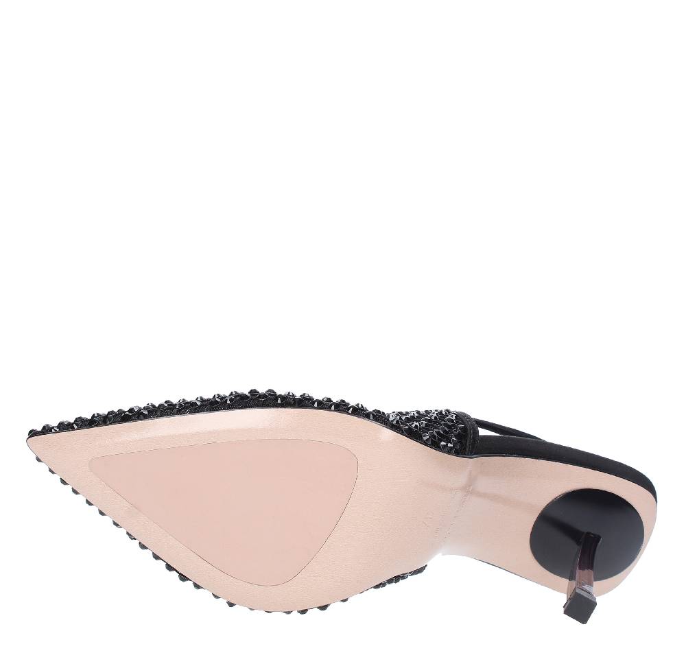 LE SILLA Sandali Slingback in pelle raso nylon e cristalli Economico