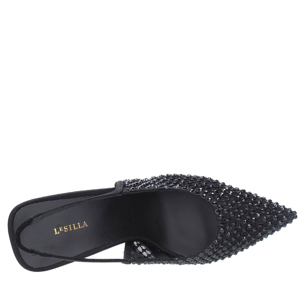 LE SILLA Sandali Slingback in pelle raso nylon e cristalli Economico