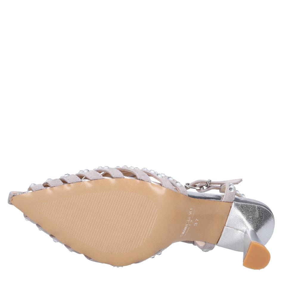 EMANUELLE VEE Décolleté Slingback in pelle e strass Novità