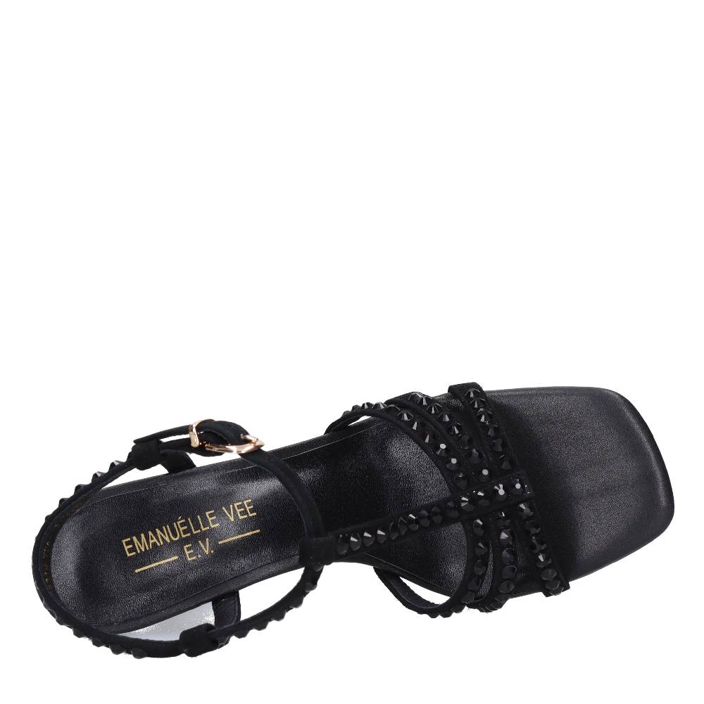 EMANUELLE VEE Sandali in pelle e strass Vendite Flash
