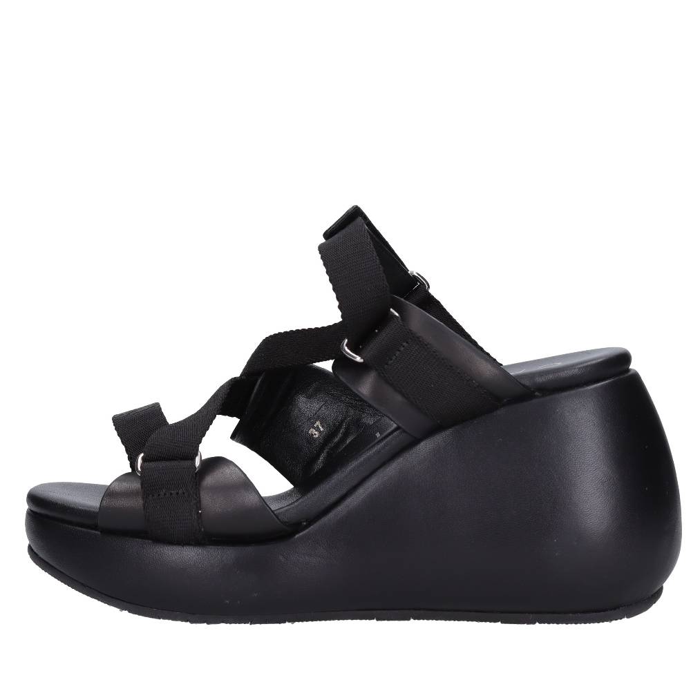 CASADEI Mules Zeppa in pelle e tessuto Qualità Garantita