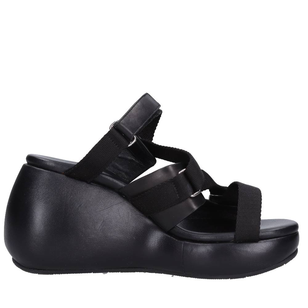 CASADEI Mules Zeppa in pelle e tessuto Qualità Garantita