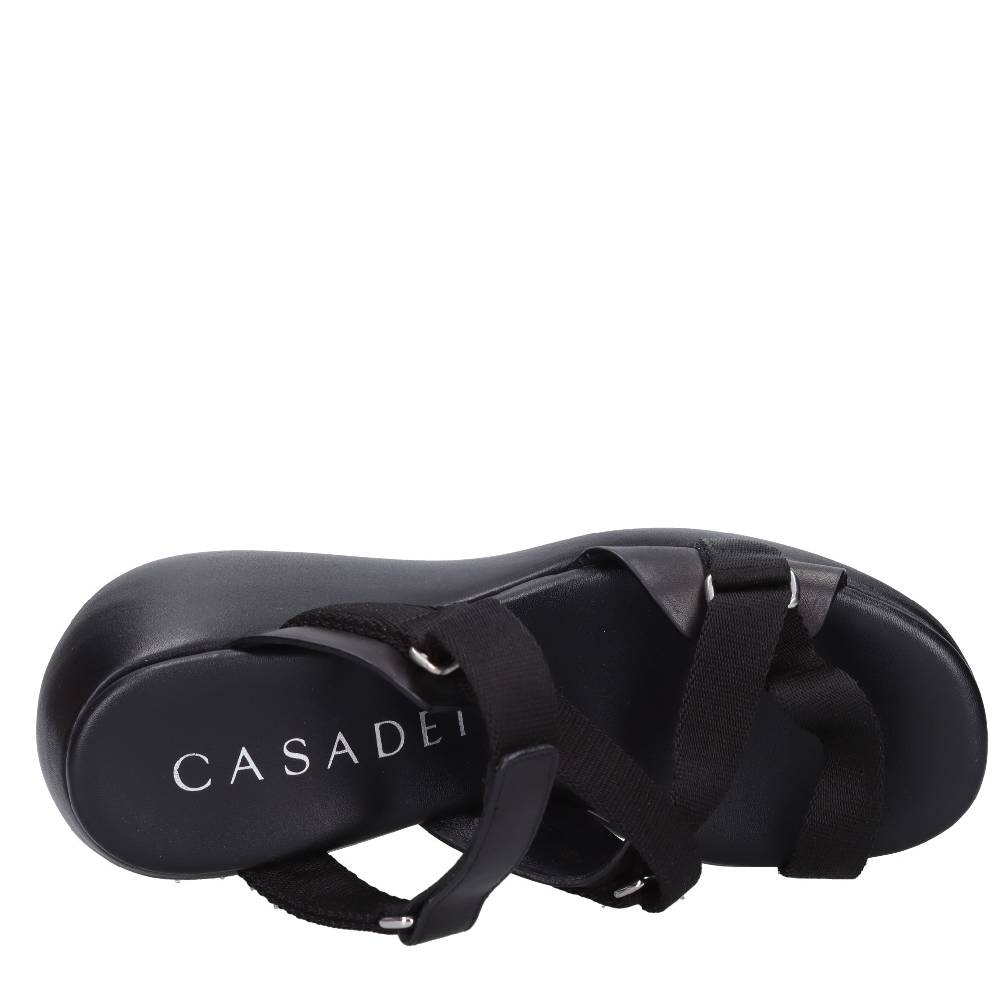 CASADEI Mules Zeppa in pelle e tessuto Qualità Garantita