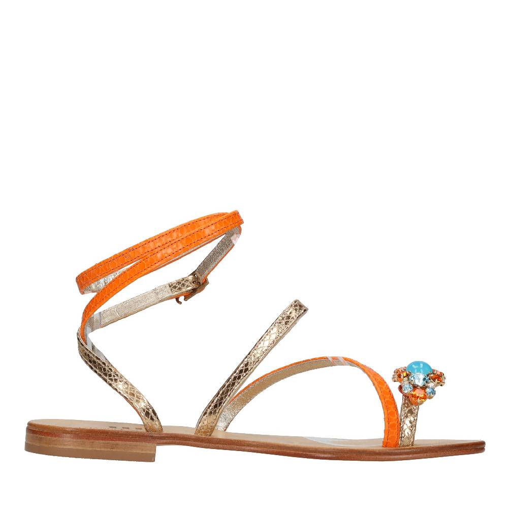 EMANUELA CARUSO Sandali flat infradito in pelle Nuovo