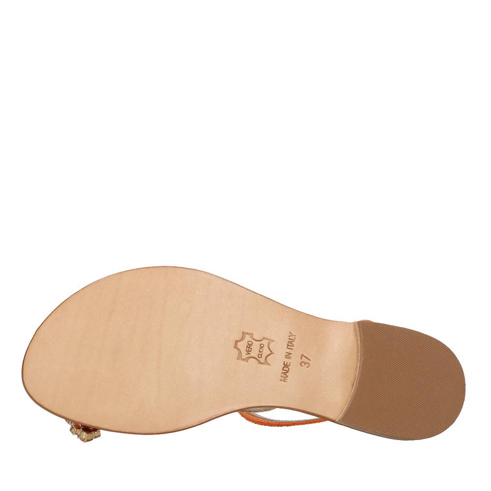 EMANUELA CARUSO Sandali flat infradito in pelle Nuovo