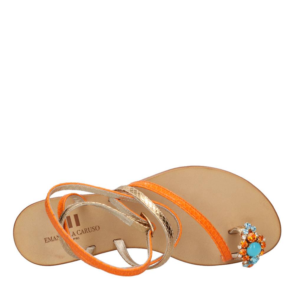 EMANUELA CARUSO Sandali flat infradito in pelle Nuovo