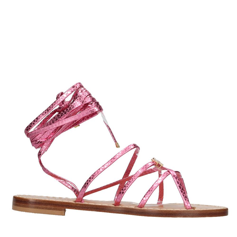 EMANUELA CARUSO Sandali flat infradito in pelle Qualità