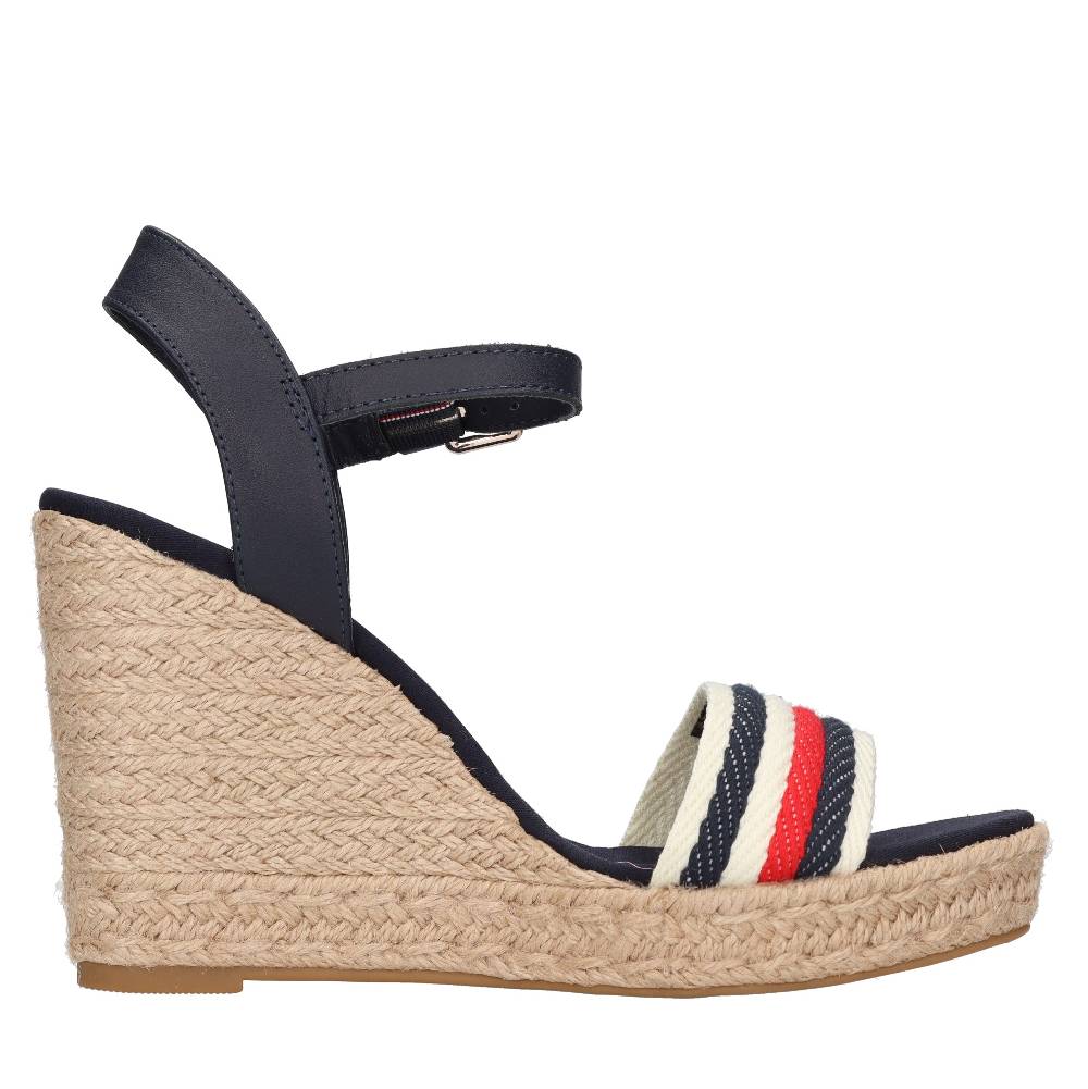 TOMMY HILFIGER Sandali con zeppa in pelle e tessuto Presa