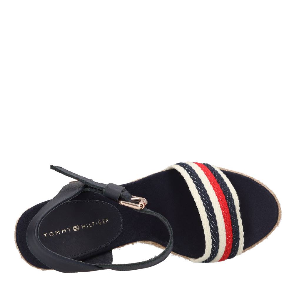 TOMMY HILFIGER Sandali con zeppa in pelle e tessuto Presa