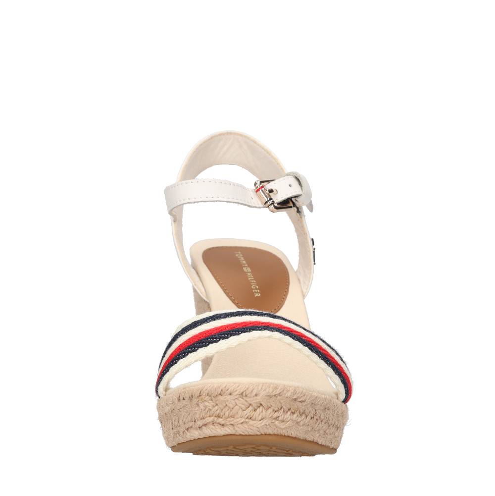 TOMMY HILFIGER Sandali con zeppa in pelle e tessuto Sconto