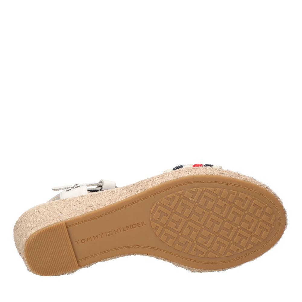 TOMMY HILFIGER Sandali con zeppa in pelle e tessuto Sconto