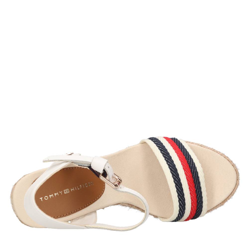 TOMMY HILFIGER Sandali con zeppa in pelle e tessuto Sconto