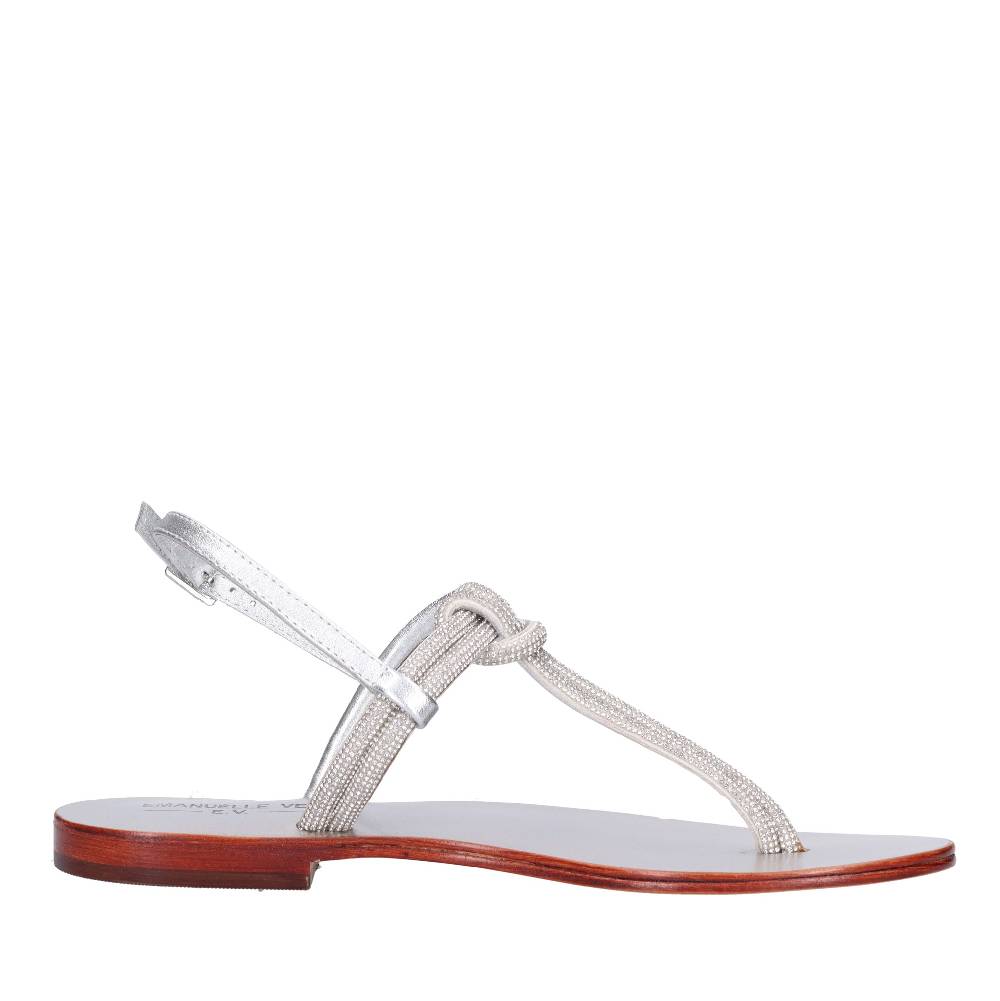 EMANUELLE VEE Sandali infradito in pelle e strass Outlet