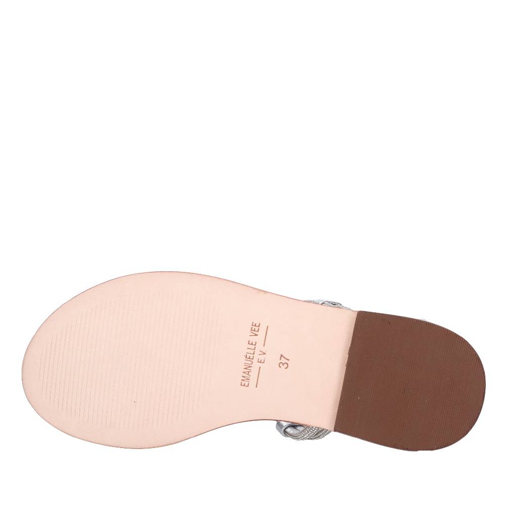 EMANUELLE VEE Sandali infradito in pelle e strass Outlet