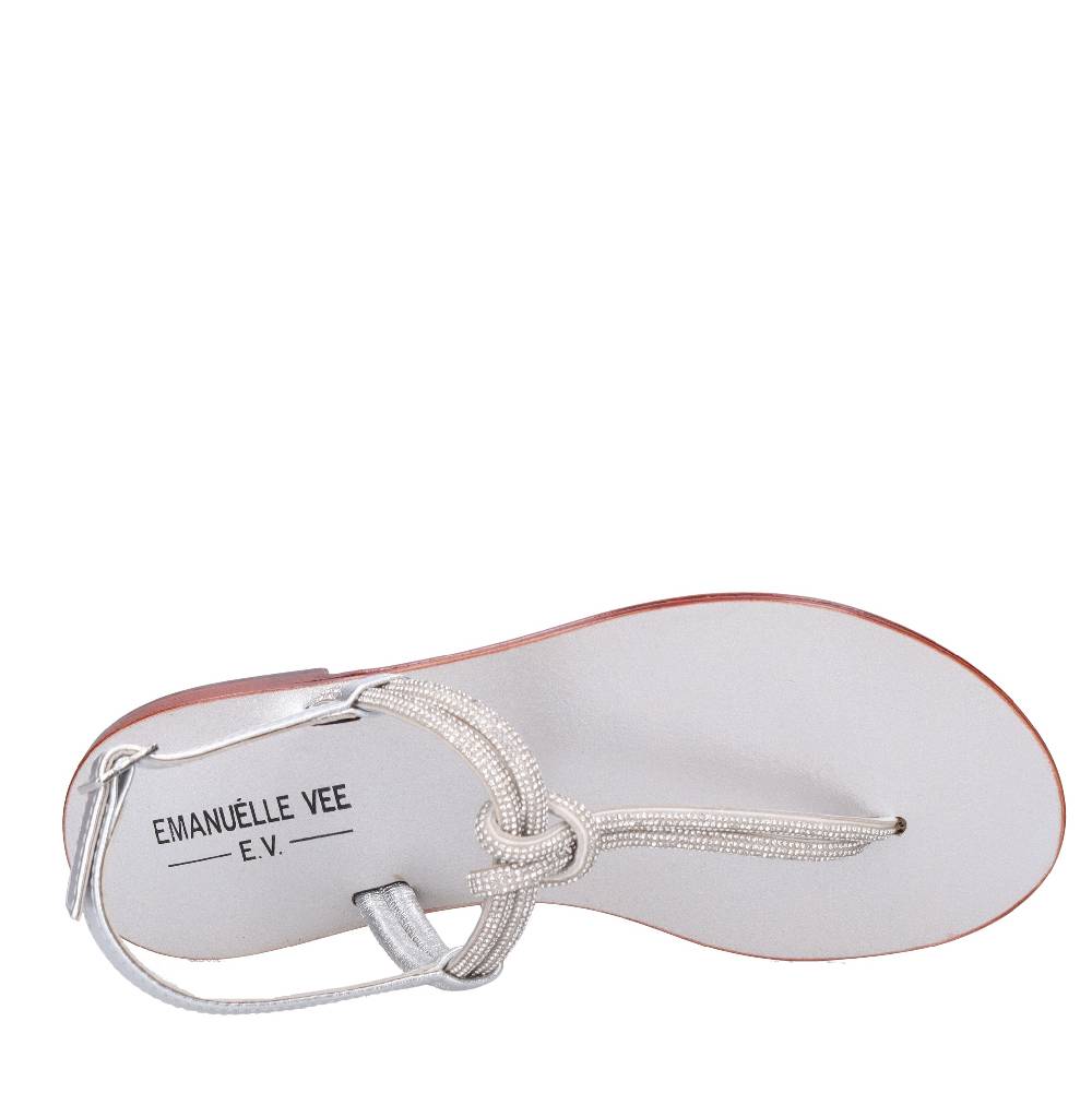 EMANUELLE VEE Sandali infradito in pelle e strass Outlet
