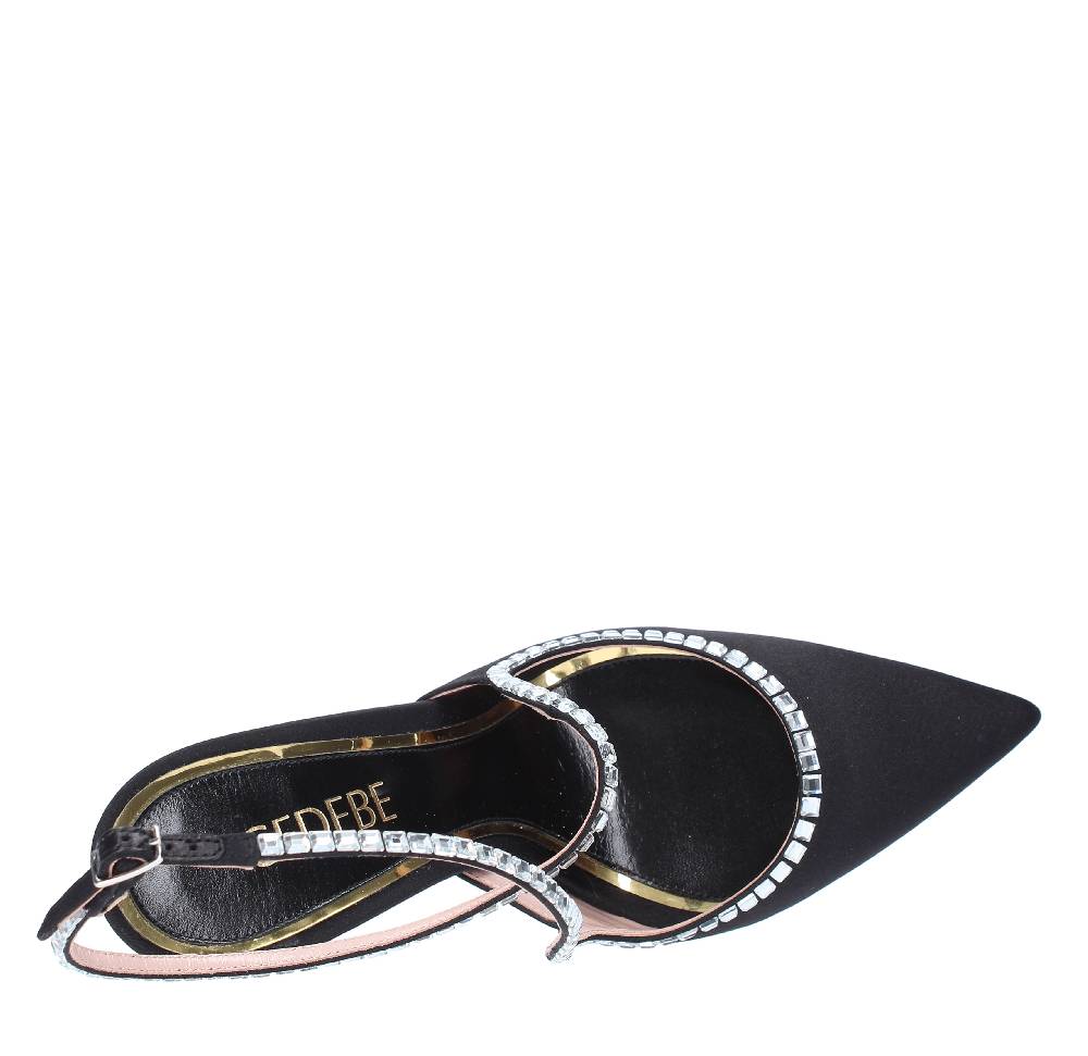 GEDEBE Décolleté slingback GEDEBE modello VIOLA in raso e strass 2025