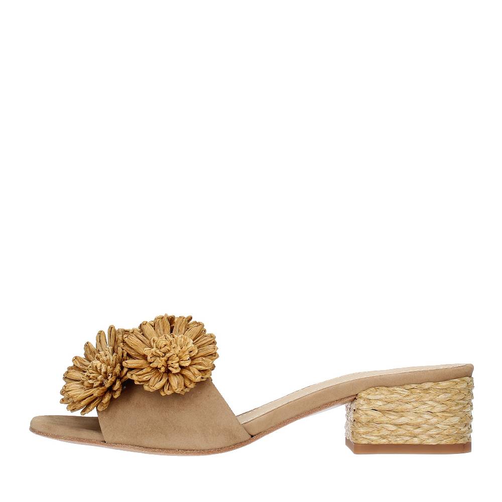 PALOMA BARCELO Mules modello FIORE in pelle e rafia