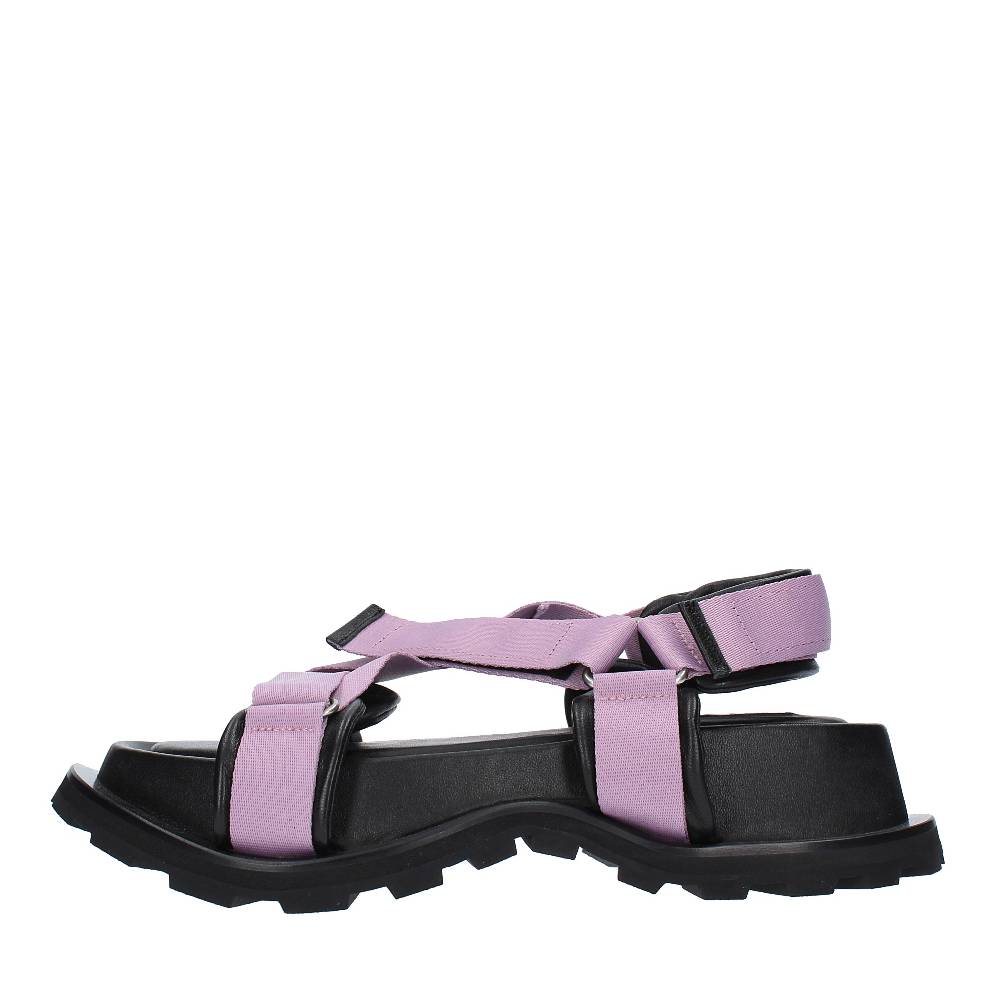 JIL SANDER Sandali flat in tessuto e pelle