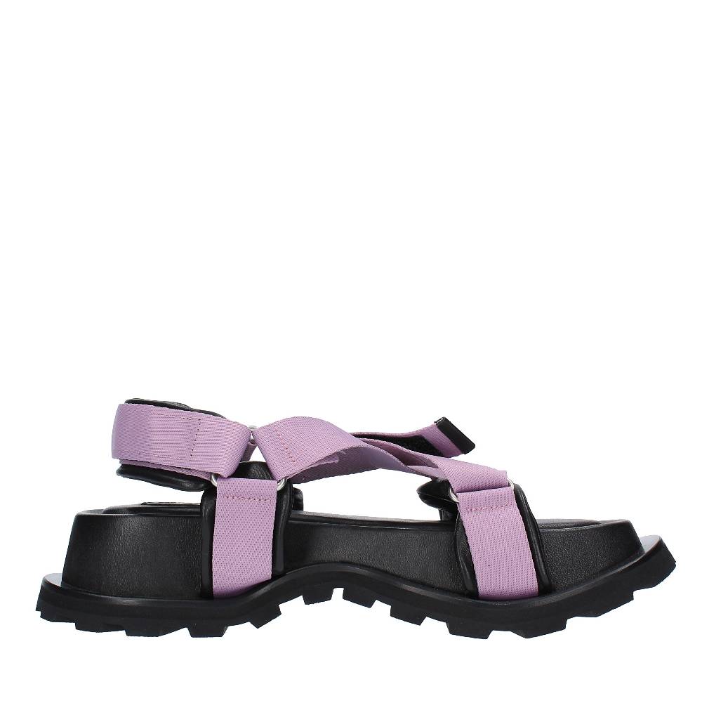 JIL SANDER Sandali flat in tessuto e pelle Lightning offer