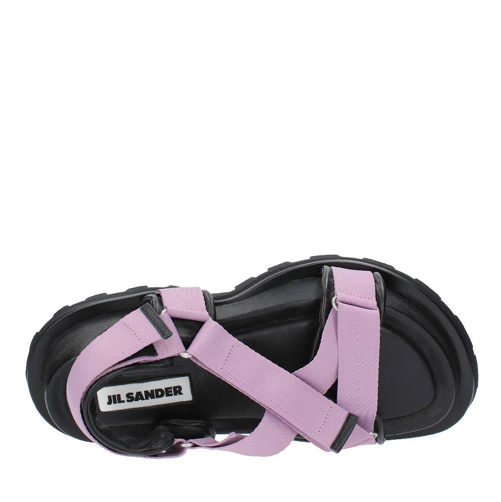 JIL SANDER Sandali flat in tessuto e pelle Lightning offer