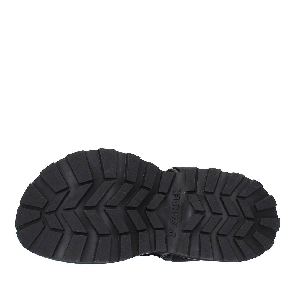 JIL SANDER Sandali flat in tessuto e pelle Grandi sconti