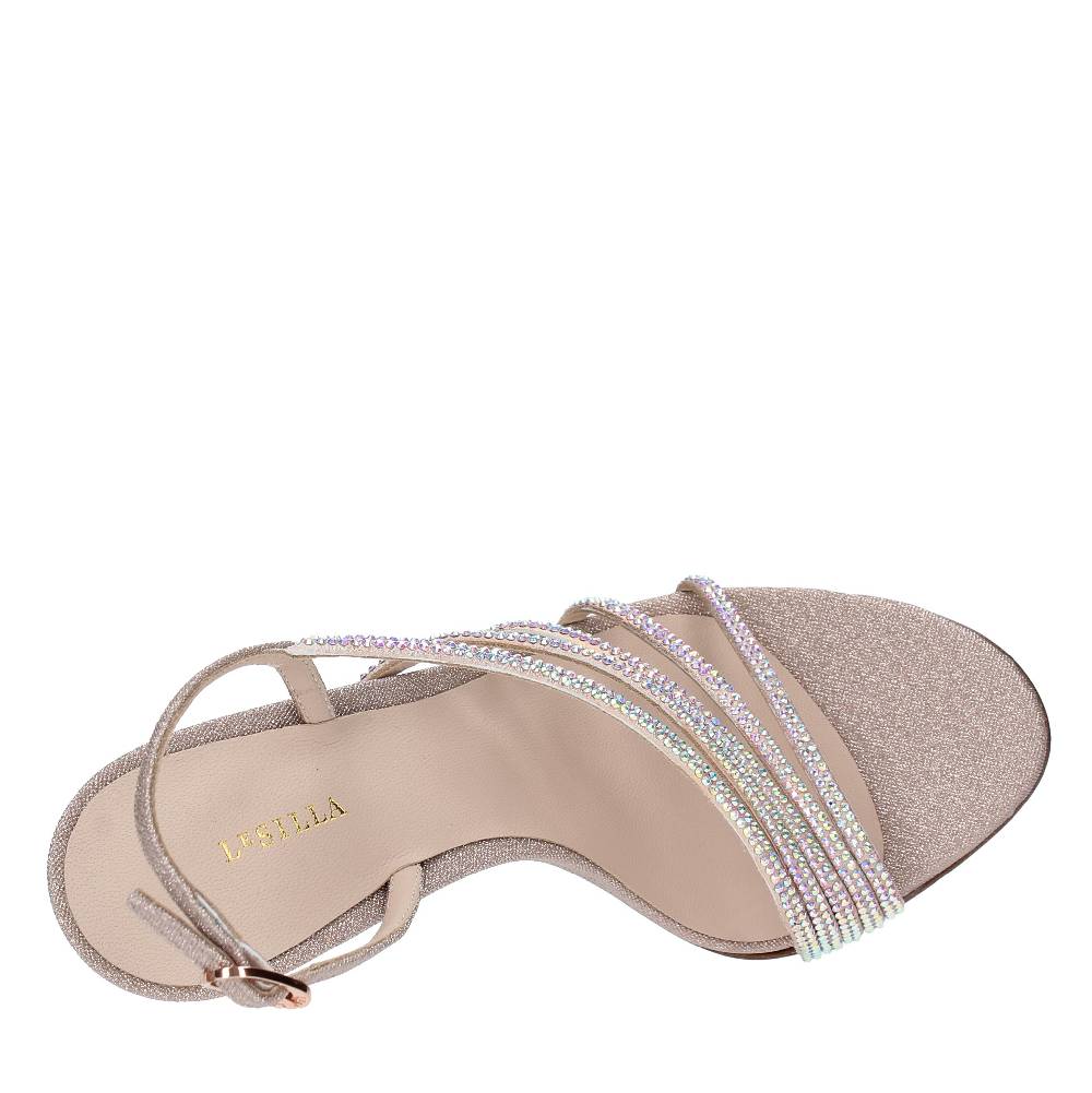 LE SILLA Sandali modello SCARLET in tessuto glitterato e cristalli Saldi