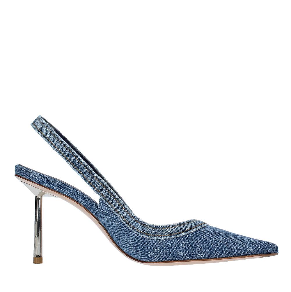 LE SILLA Décolleté Slingback modello BELLA in tessuto demin Offerte