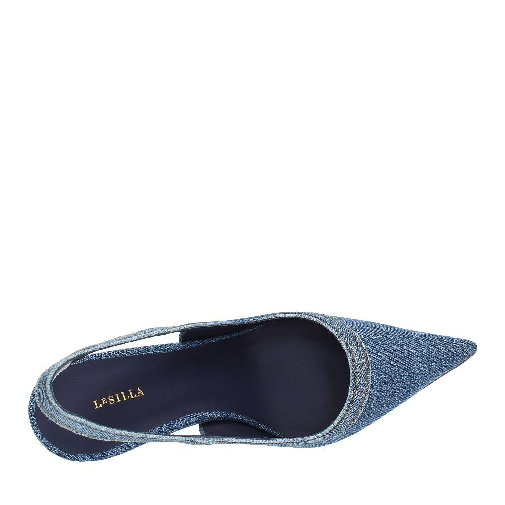 LE SILLA Décolleté Slingback modello BELLA in tessuto demin Offerte