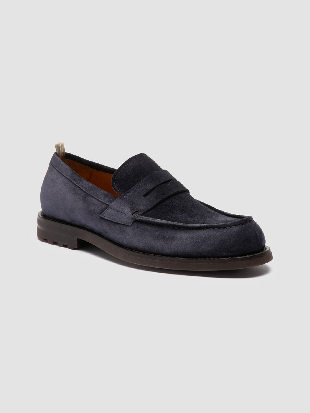 Officine Creative BELMONDO 006 Mocassini Penny in Pelle Scamosciata Blu Italia