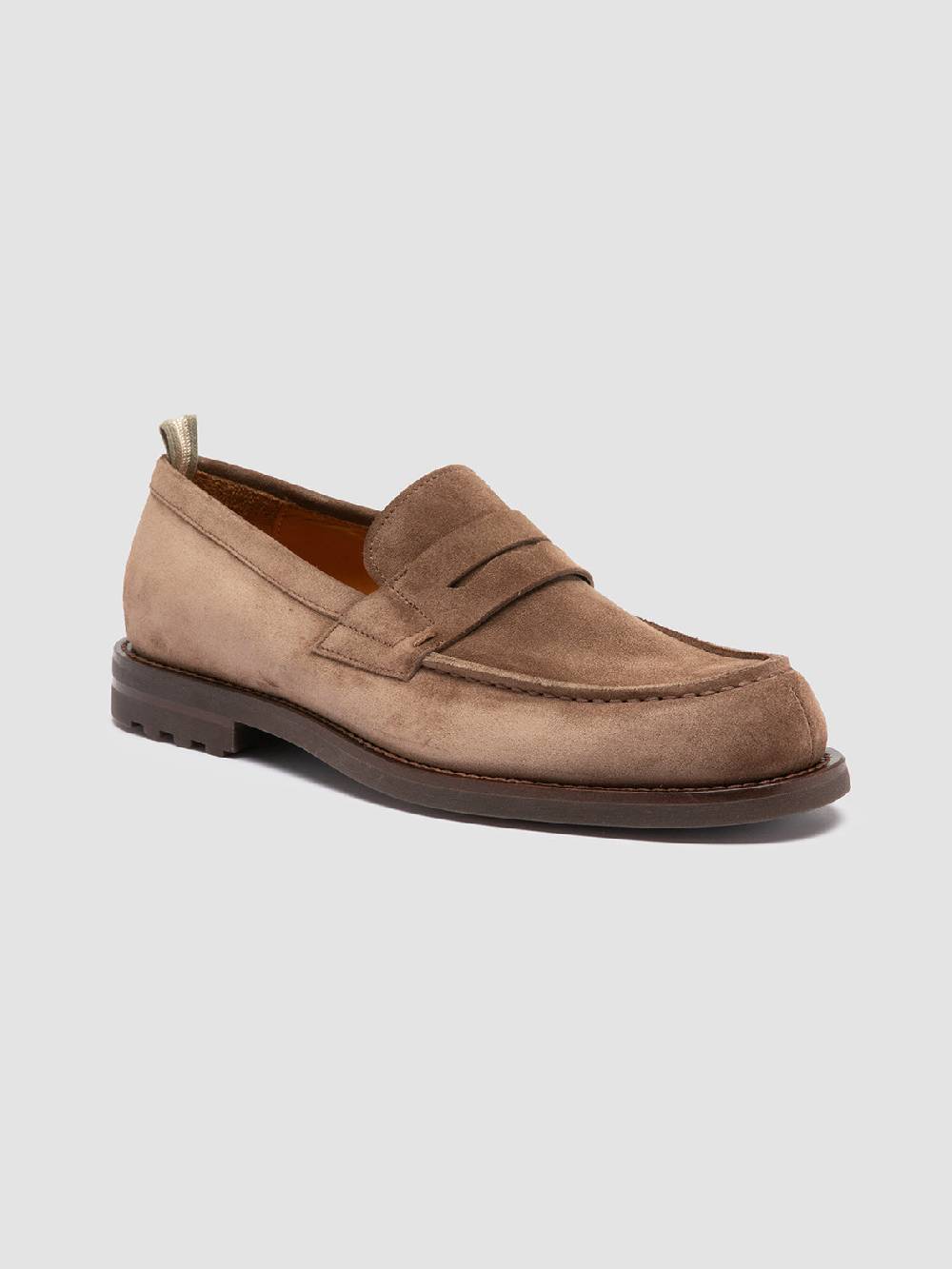 Officine Creative BELMONDO 006 Mocassini Penny in Pelle Scamosciata Tortora In Linea