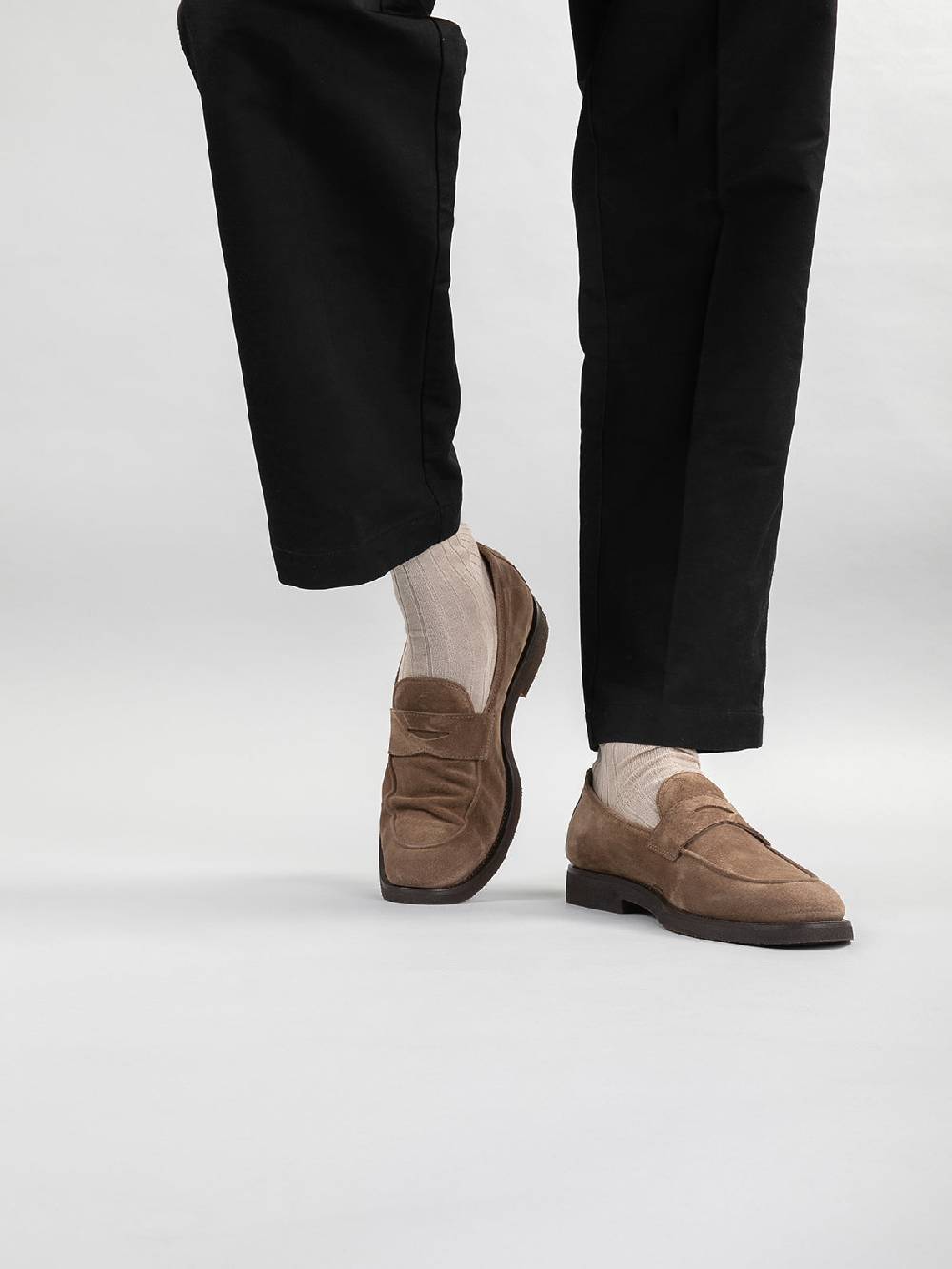 Officine Creative OPERA FLEXI 101 Mocassini Penny in Camoscio Marrone Offerte