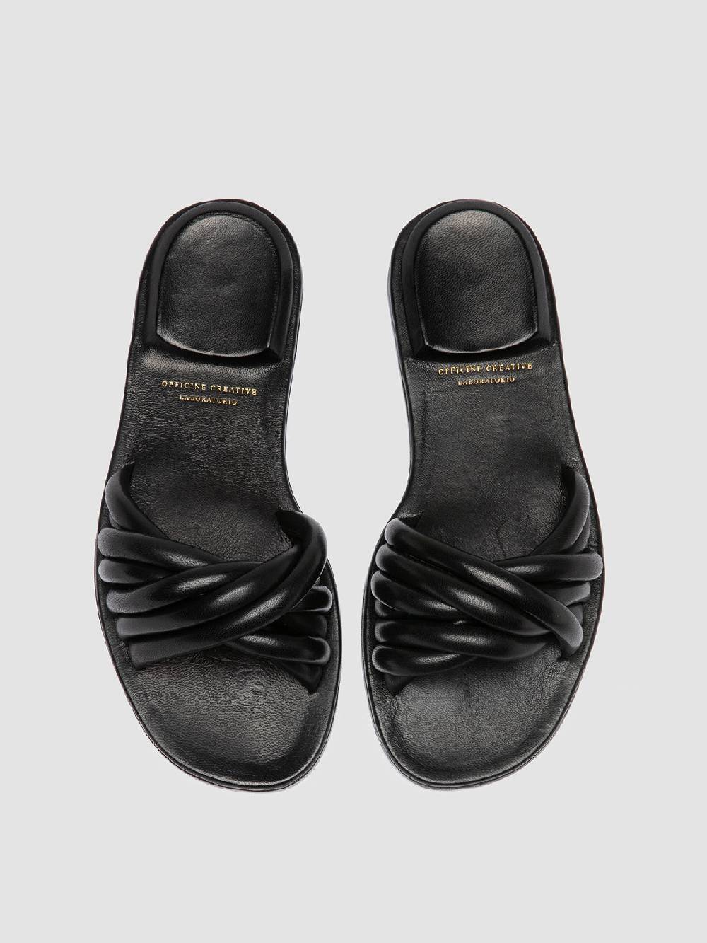 Officine Creative CYBILLE 006 Sandali in Pelle Nera Saldi Di Fabbrica